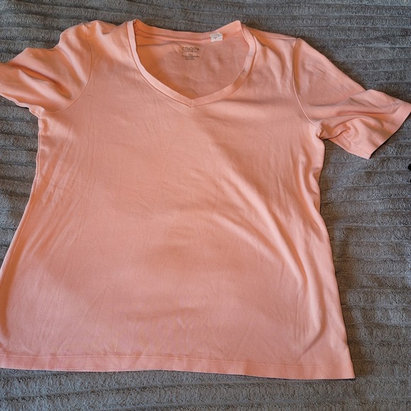 Chico's Tops - Chico's True Color Tees Peach V-Neck Short Sleeve Misses Size 2